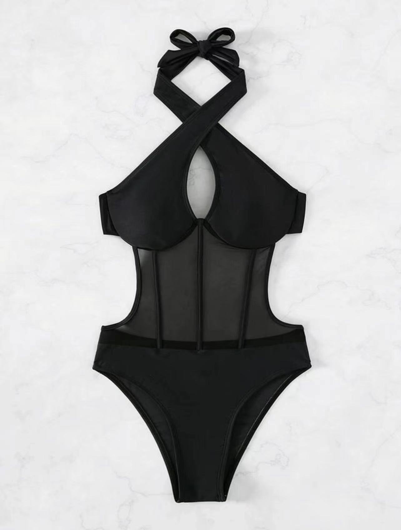 Lady Sexy One-piece Spun Yarn Swimsuit Bikini