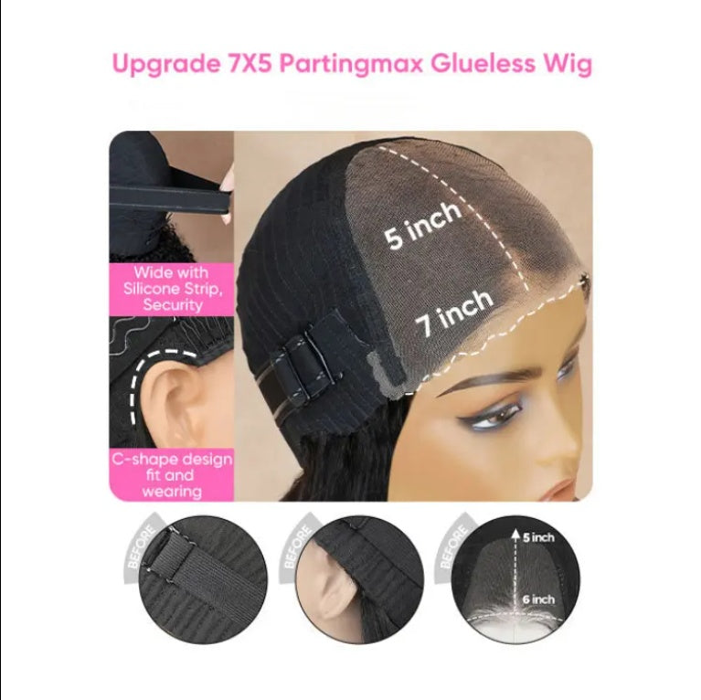 Wholesale Pre Cut 9x6 Lace Wavy Layer Cut Non Glue Wig With Curtain Bangs Black Female Human Hair Wig