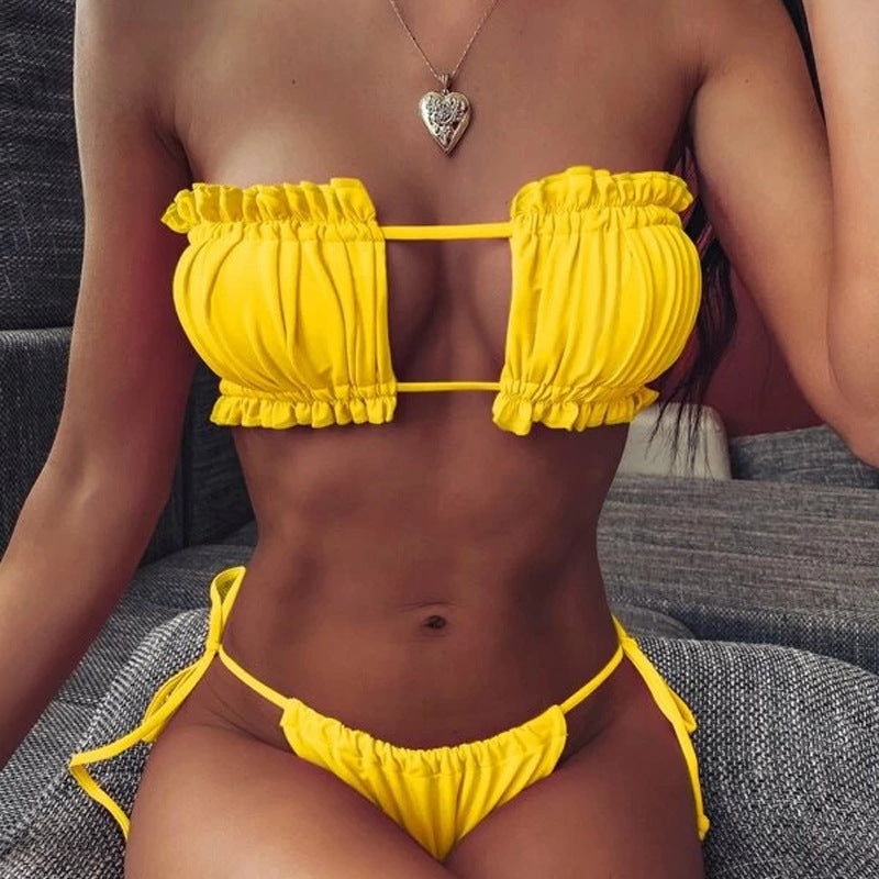Europe And The United States New Style Swimsuit Sexy Drape Hollow-Out Bikini Lady Swimsuit Backless Vacation Beach Swimsuit