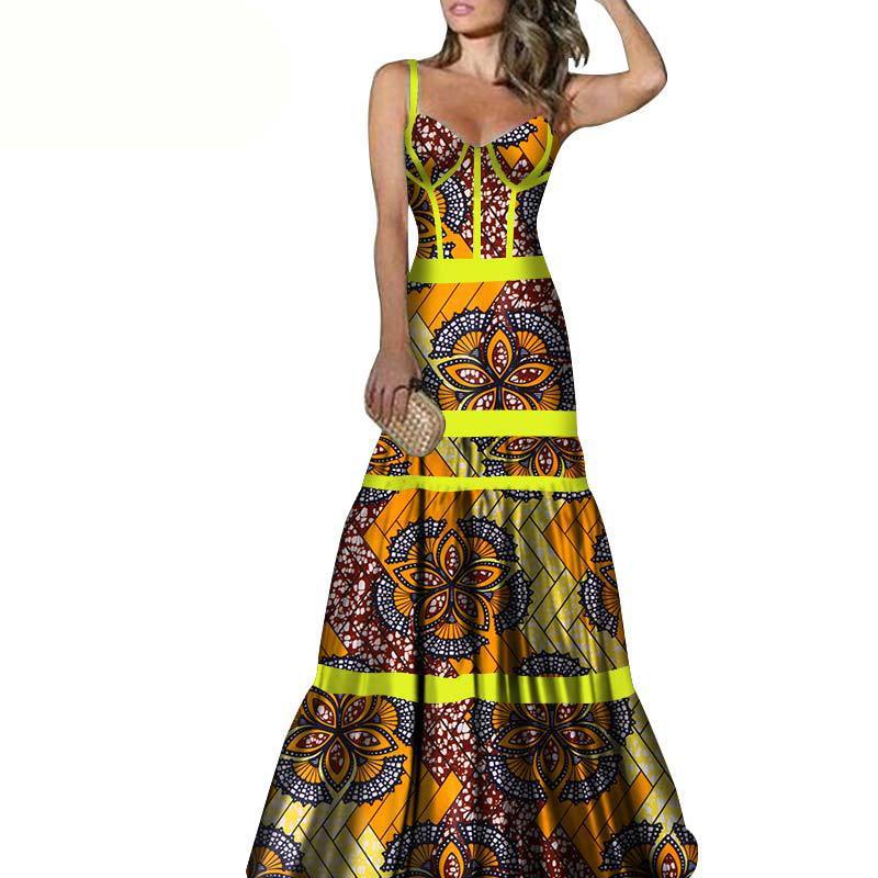 African Print Long Skirt Suspender Long Dress