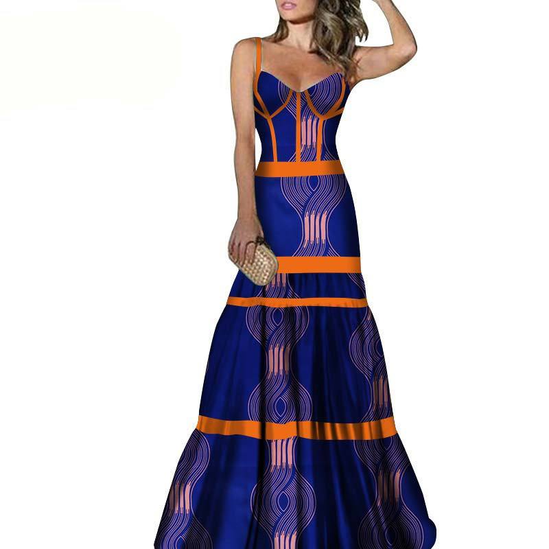 African Print Long Skirt Suspender Long Dress