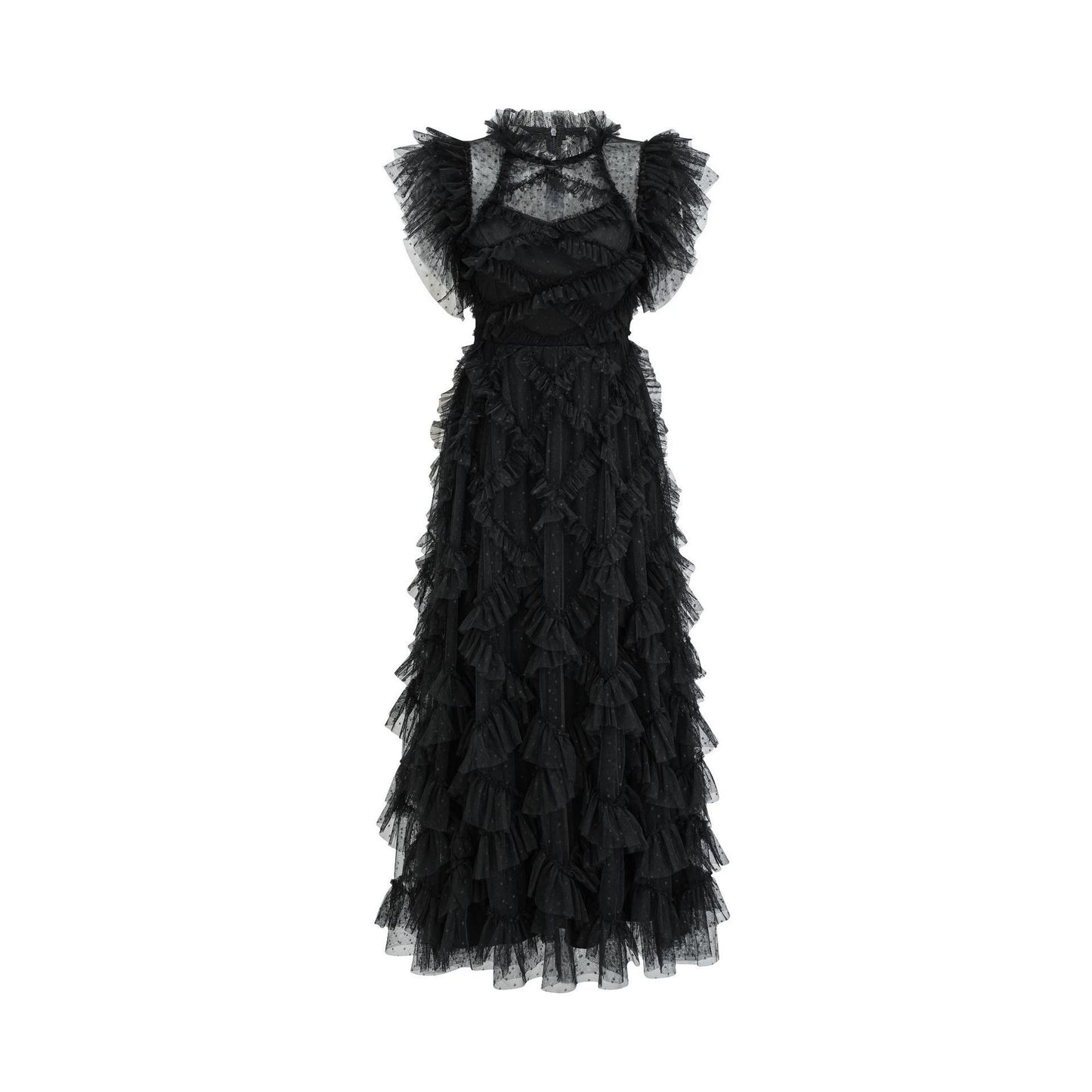 Embroidered A- Line Skirt Holiday Half Turtleneck New Printed Sleeveless Dress