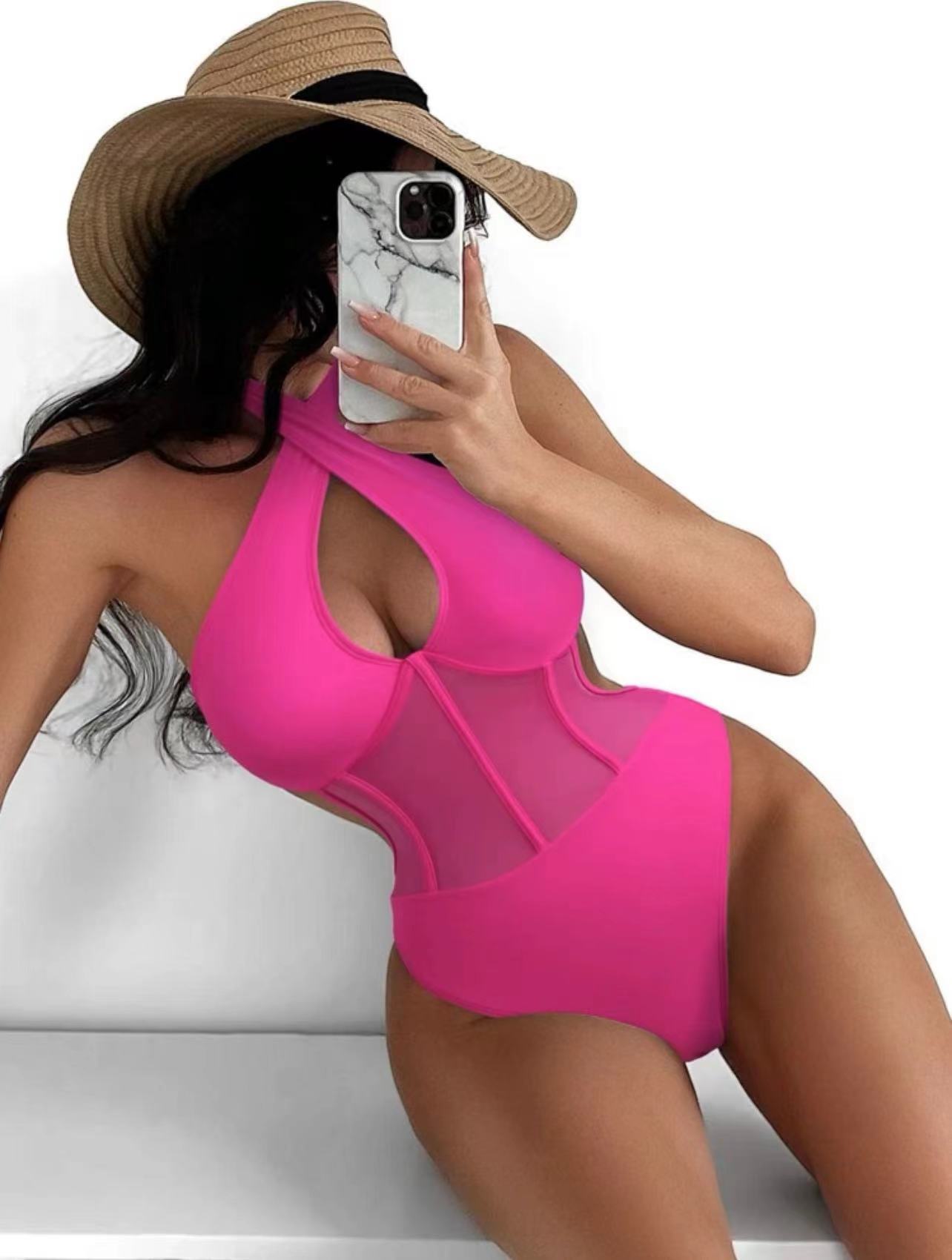 Lady Sexy One-piece Spun Yarn Swimsuit Bikini
