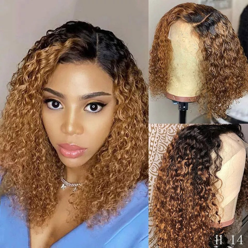 Side Part Bob Wavy Ombre Lace Wig