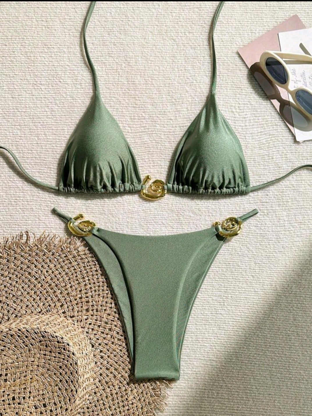 Lady Sexy Split Pure Color Bikini Swimsuit