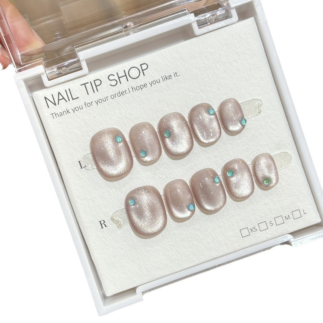 Cat's Eye Handmade Wear Nail Gentle White Nail Stickers Fake Nails Detachable