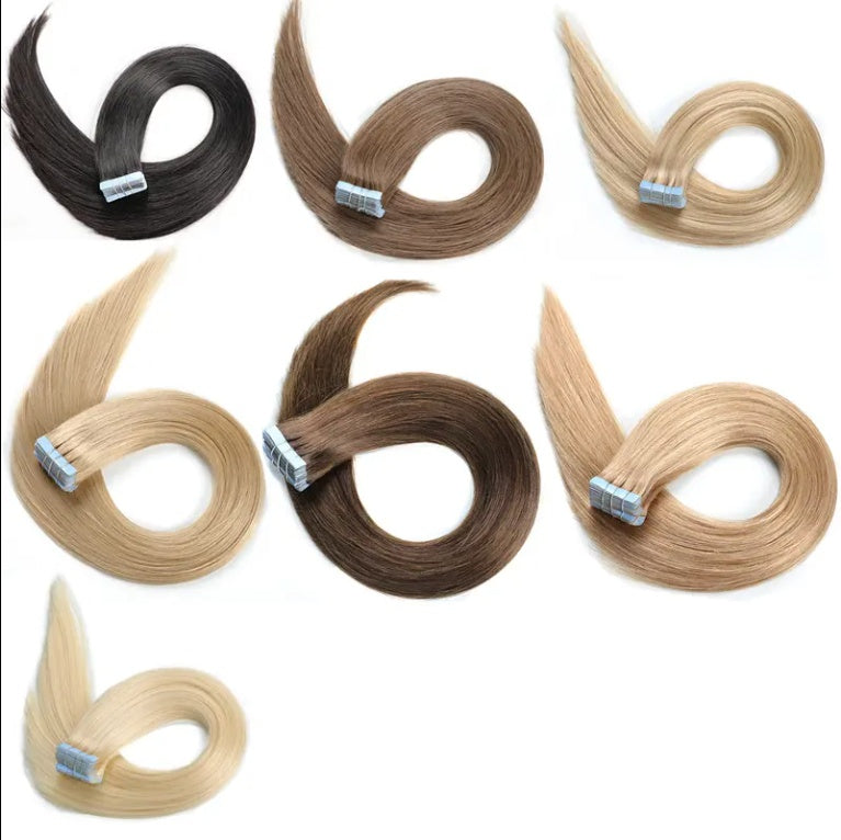 Extension Human Hair Black Russian Virgin Remy Straight Tape Extension Human Hair 20 Sticks 50g Pack