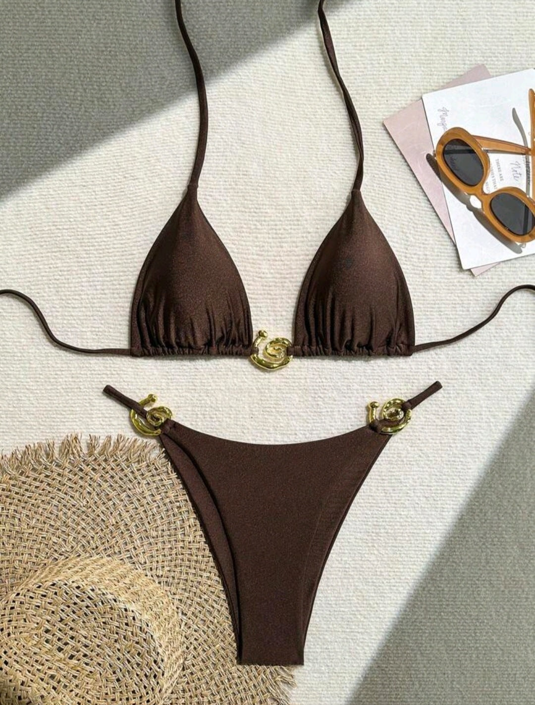 Lady Sexy Split Pure Color Bikini Swimsuit