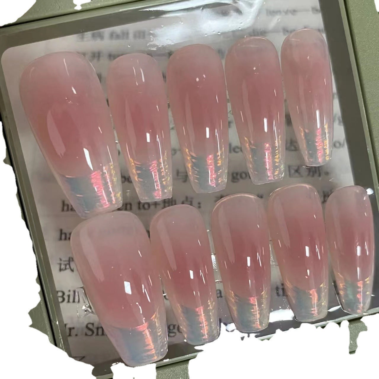 Blush Pleated French Handmade Manicure Wear Nail Fake Nails