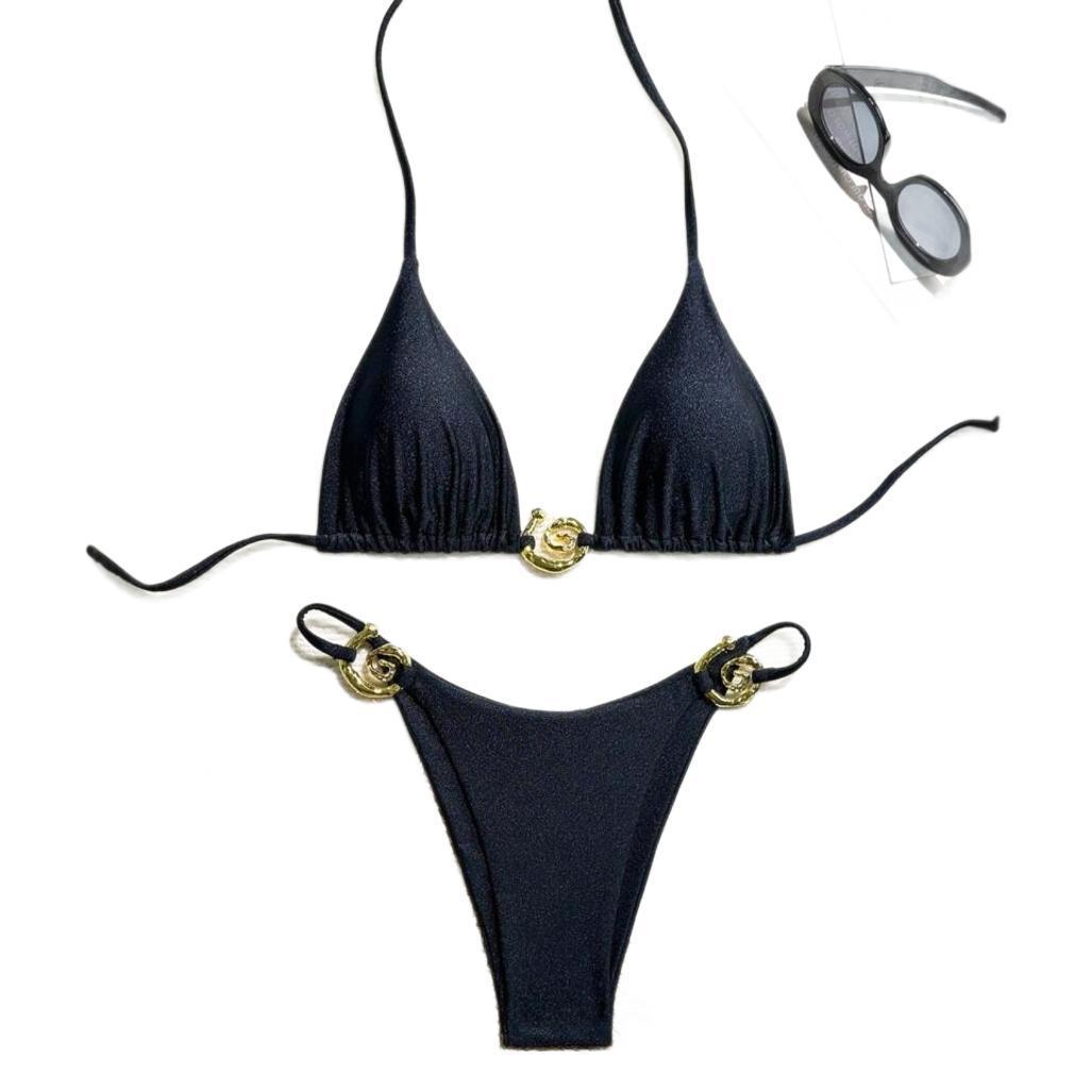 Lady Sexy Split Pure Color Bikini Swimsuit