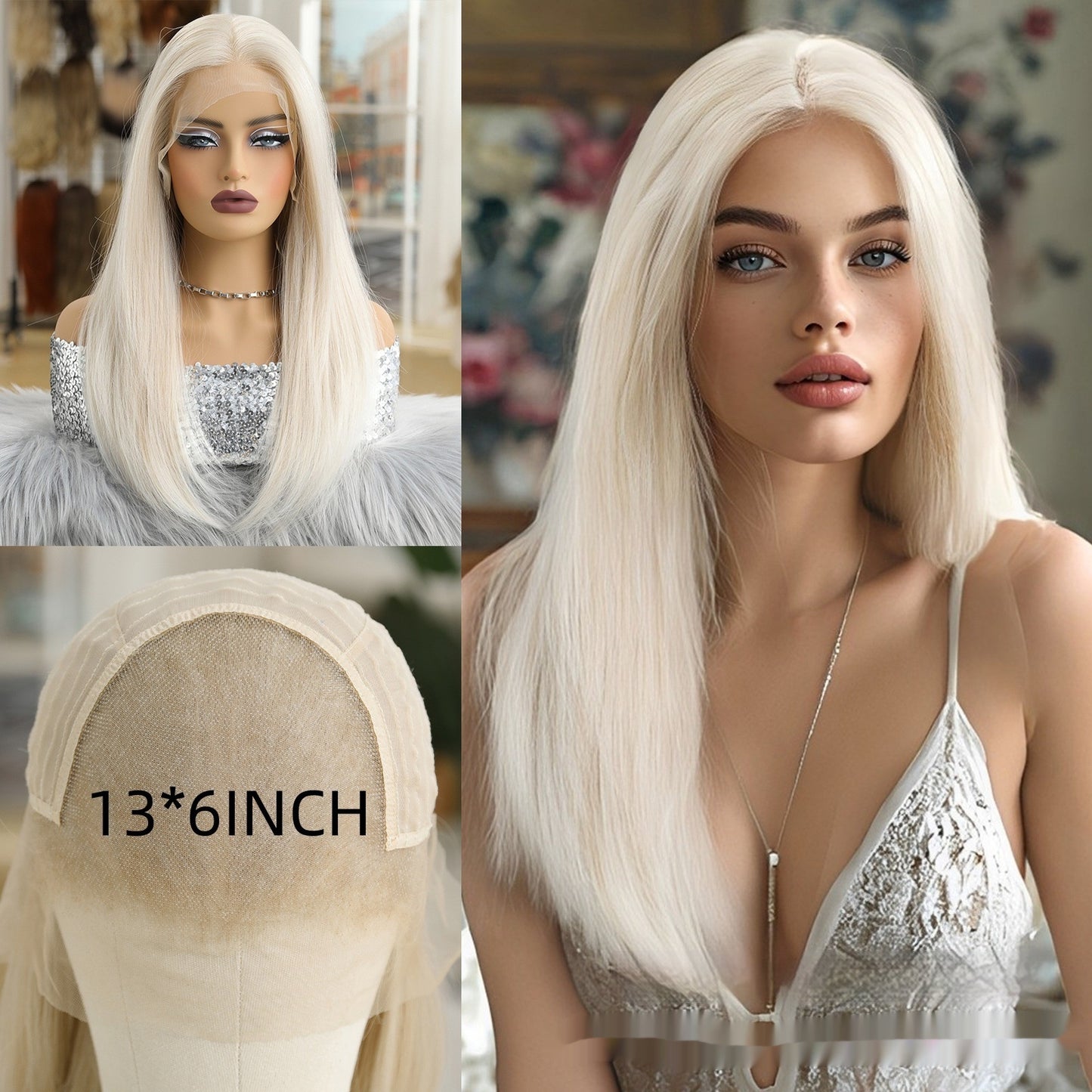 136 Lace Wig Large Area Cold Brown Medium Fashion