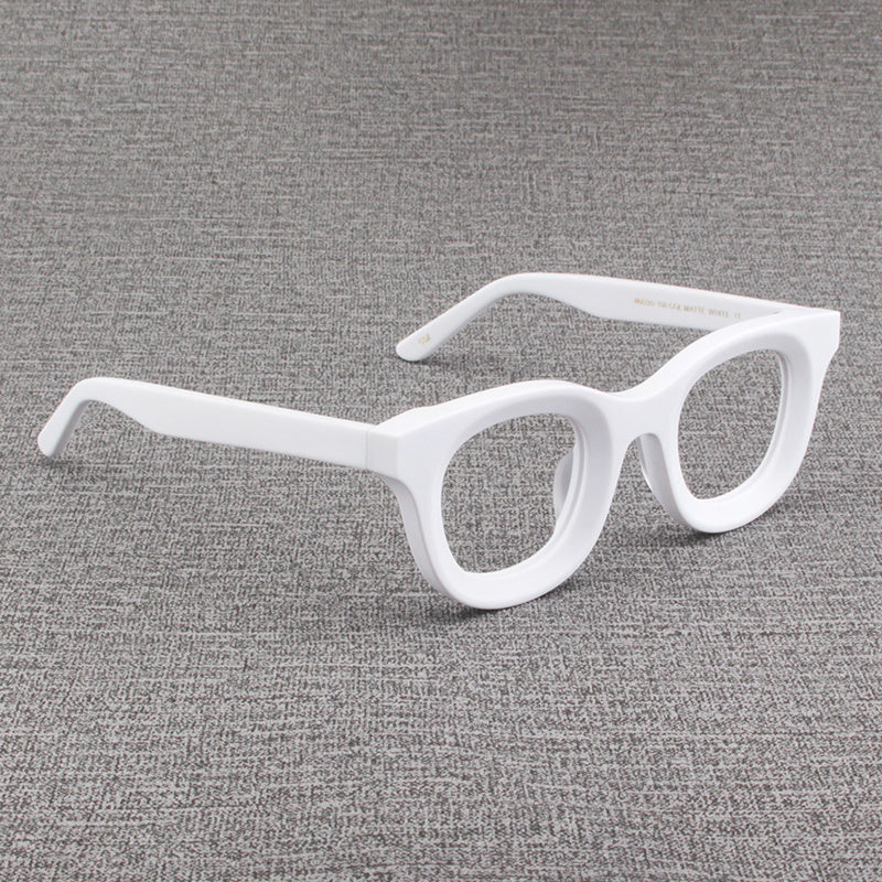 Retro Wide Edged Frosted Square Matte Black Thick Framed Glasses