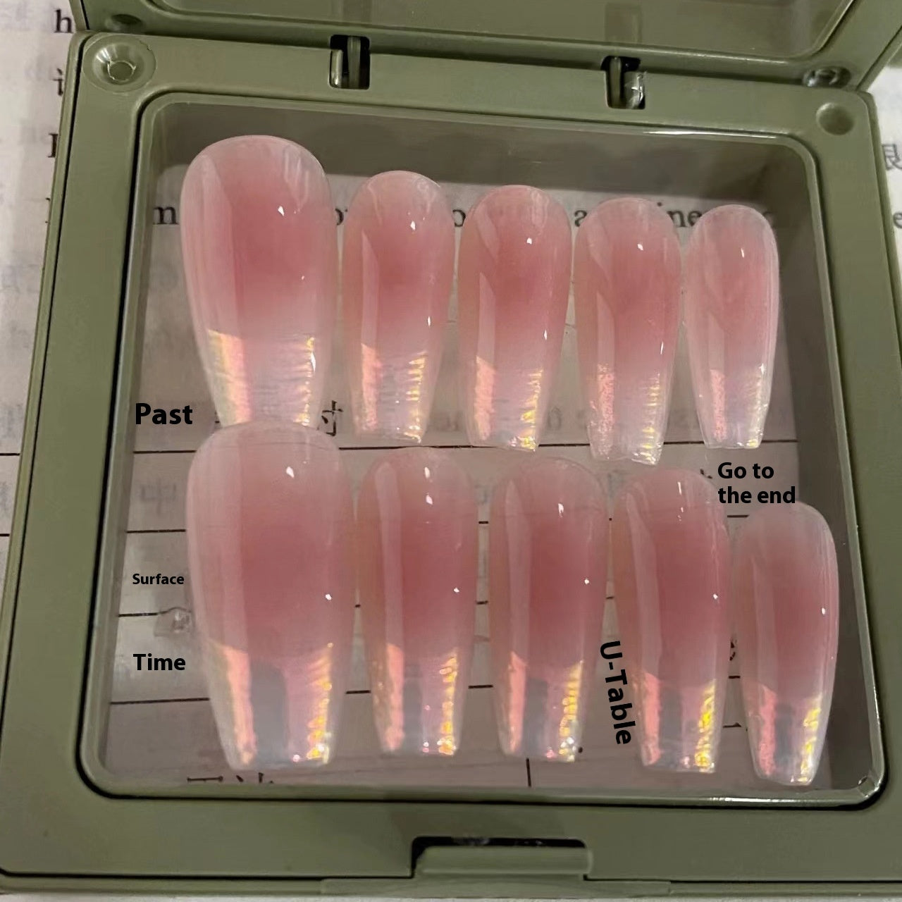 Blush Pleated French Handmade Manicure Wear Nail Fake Nails