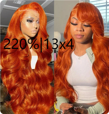 Long Curly Hair Fluffy Curly Hair Orange Big Wave Real Hair Headband For Women