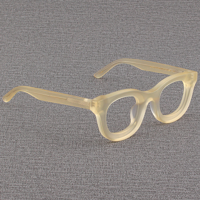Retro Wide Edged Frosted Square Matte Black Thick Framed Glasses
