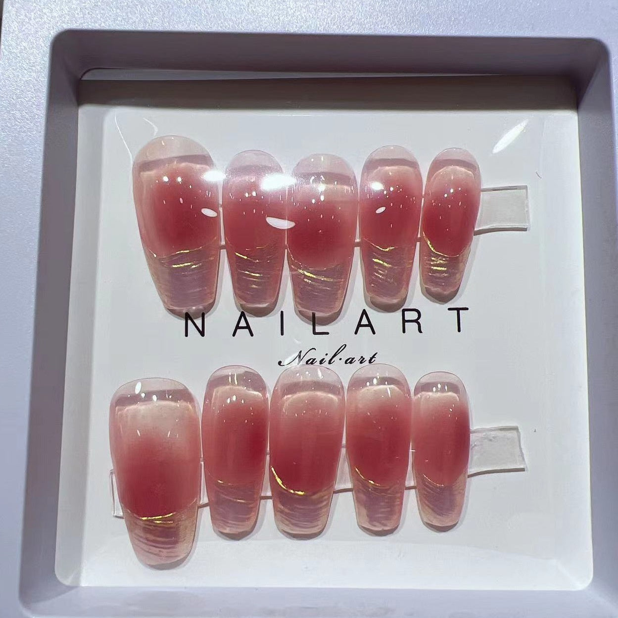 Blush Pleated French Handmade Manicure Wear Nail Fake Nails