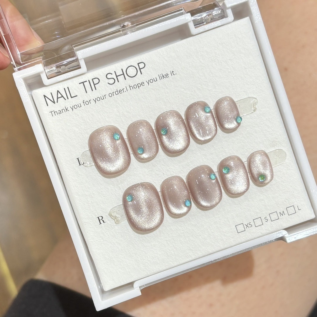 Cat's Eye Handmade Wear Nail Gentle White Nail Stickers Fake Nails Detachable