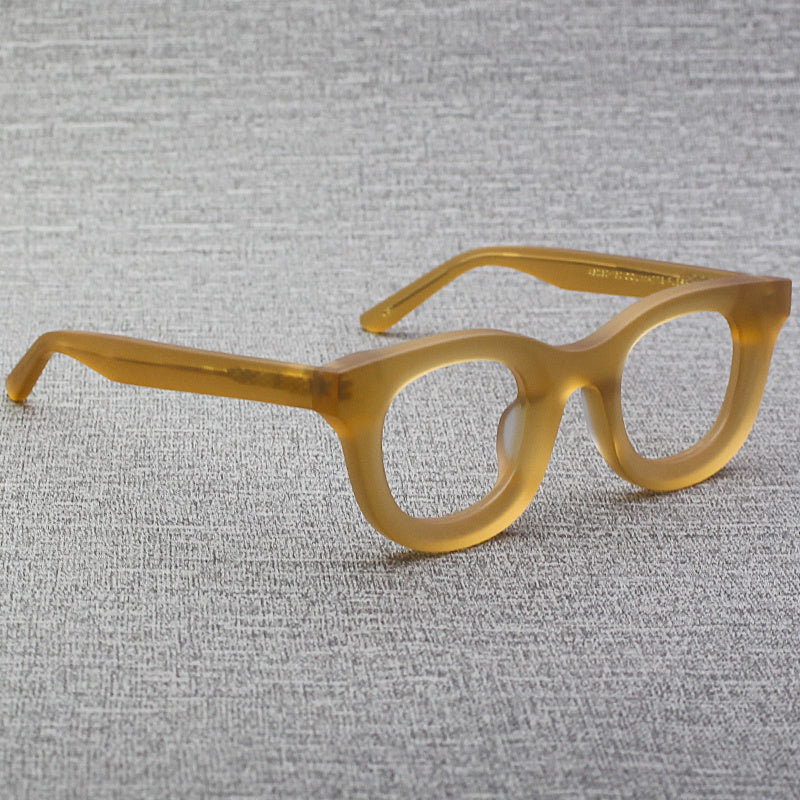 Retro Wide Edged Frosted Square Matte Black Thick Framed Glasses