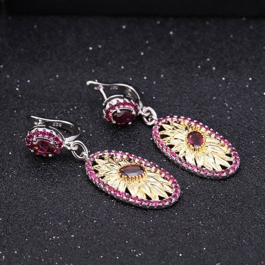 Women's Fashion Silver Inlaid Rose Earrings