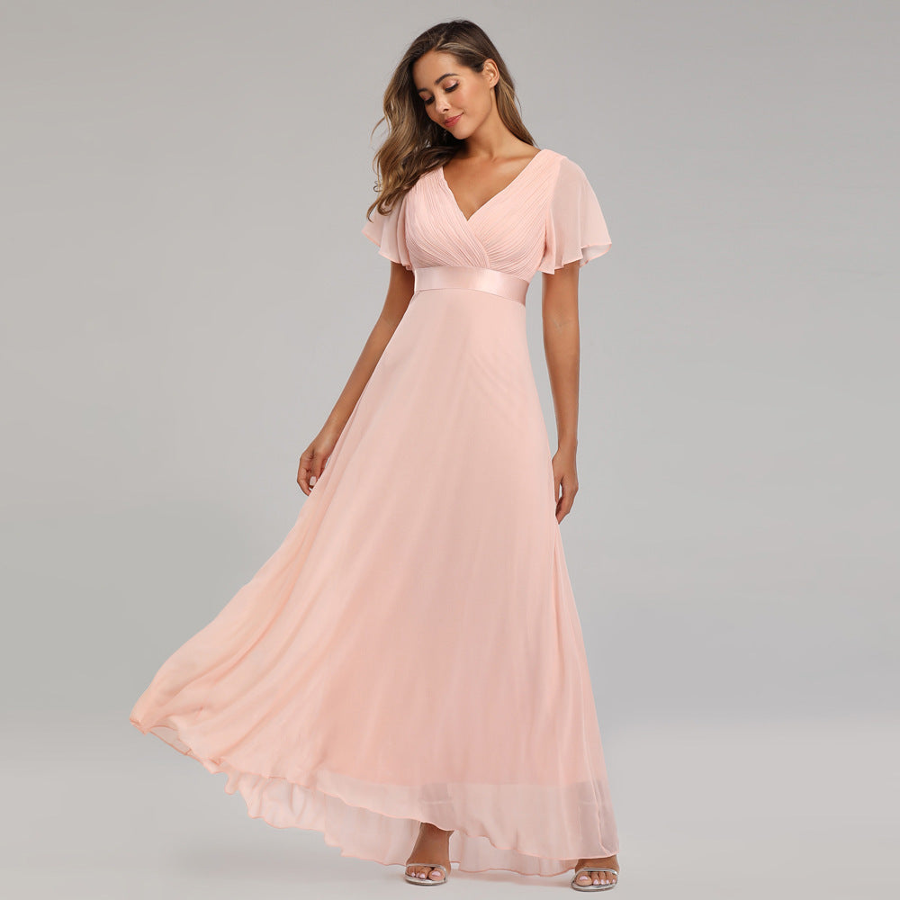 Big Hem Double V-neck Flared Sleeve Dress