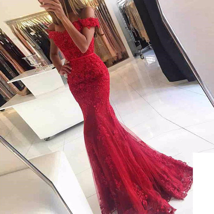 Fashion Long Banquet Evening Dress Women's Slim Dress