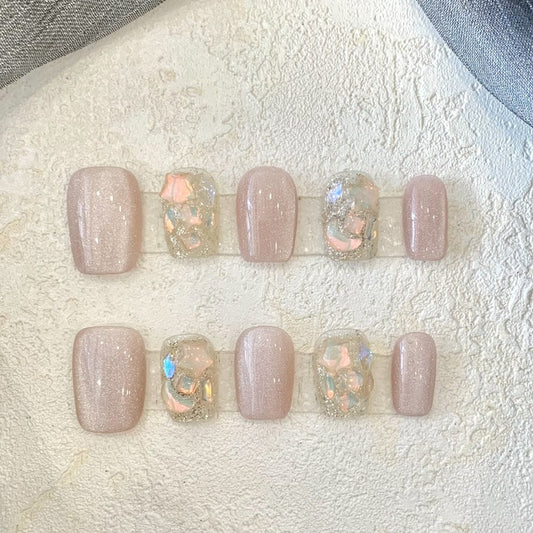 Handmade Wear Armor Blooming Student Pregnant Women Can Wear Removable Fake Nail Patch Short Square Nail Shaped Piece