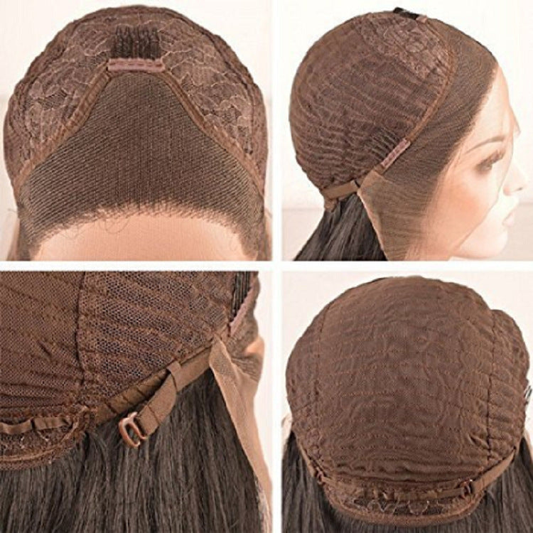 European And American Wig Women's Black Front Lace Split Long Straight Hair Chemical Fiber Headgear Cross Border For Manufacturers In Stock