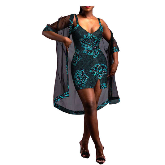 Amazon Aliexpress Two-Piece African Batik Printed Dress