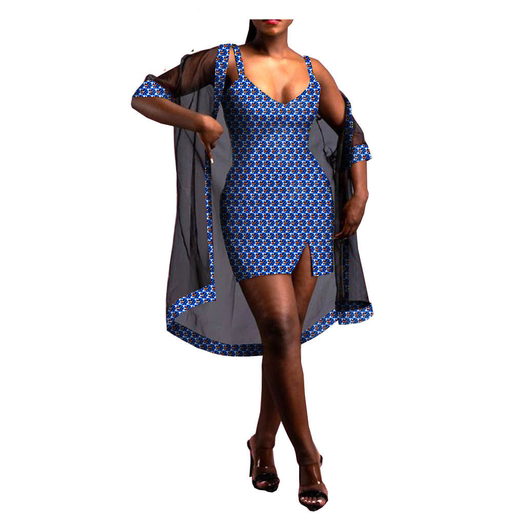 Amazon Aliexpress Two-Piece African Batik Printed Dress