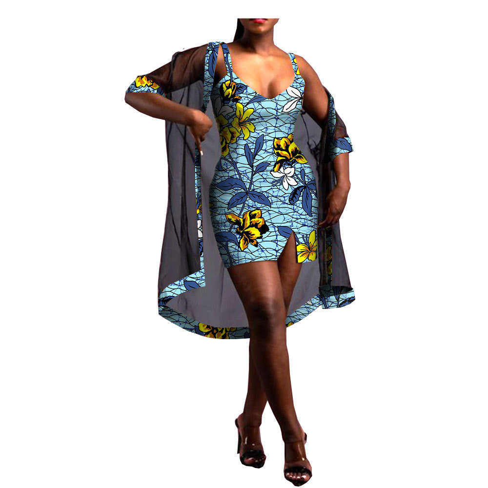Amazon Aliexpress Two-Piece African Batik Printed Dress