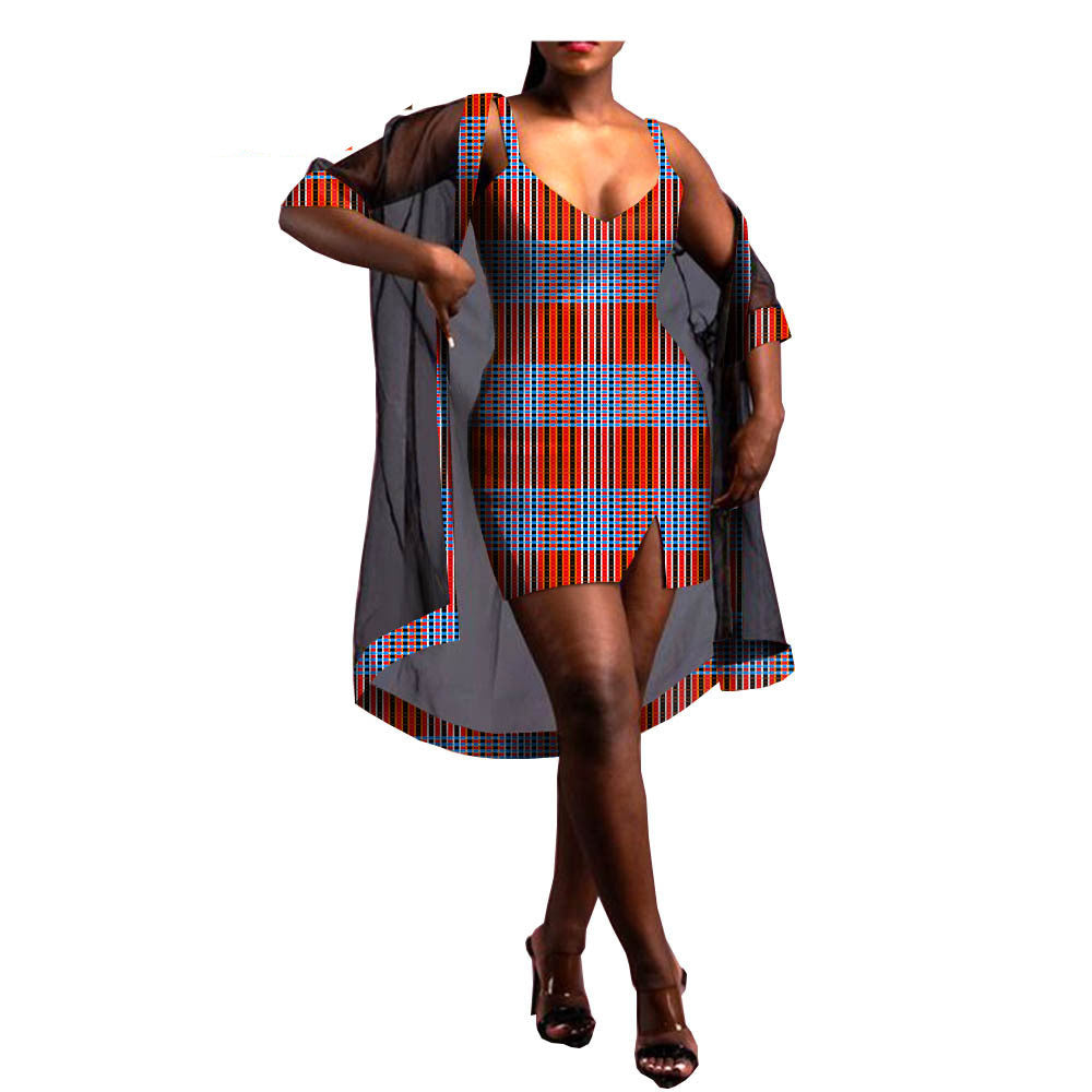 Amazon Aliexpress Two-Piece African Batik Printed Dress