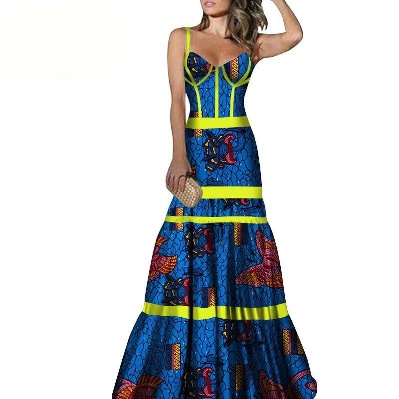 African Print Long Skirt Suspender Long Dress