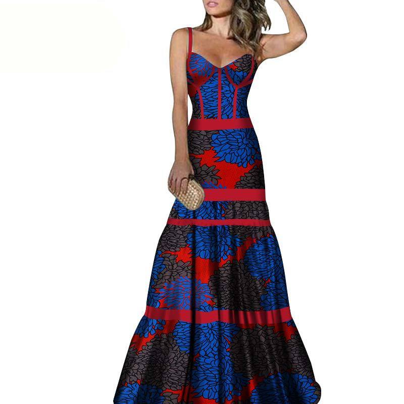 African Print Long Skirt Suspender Long Dress