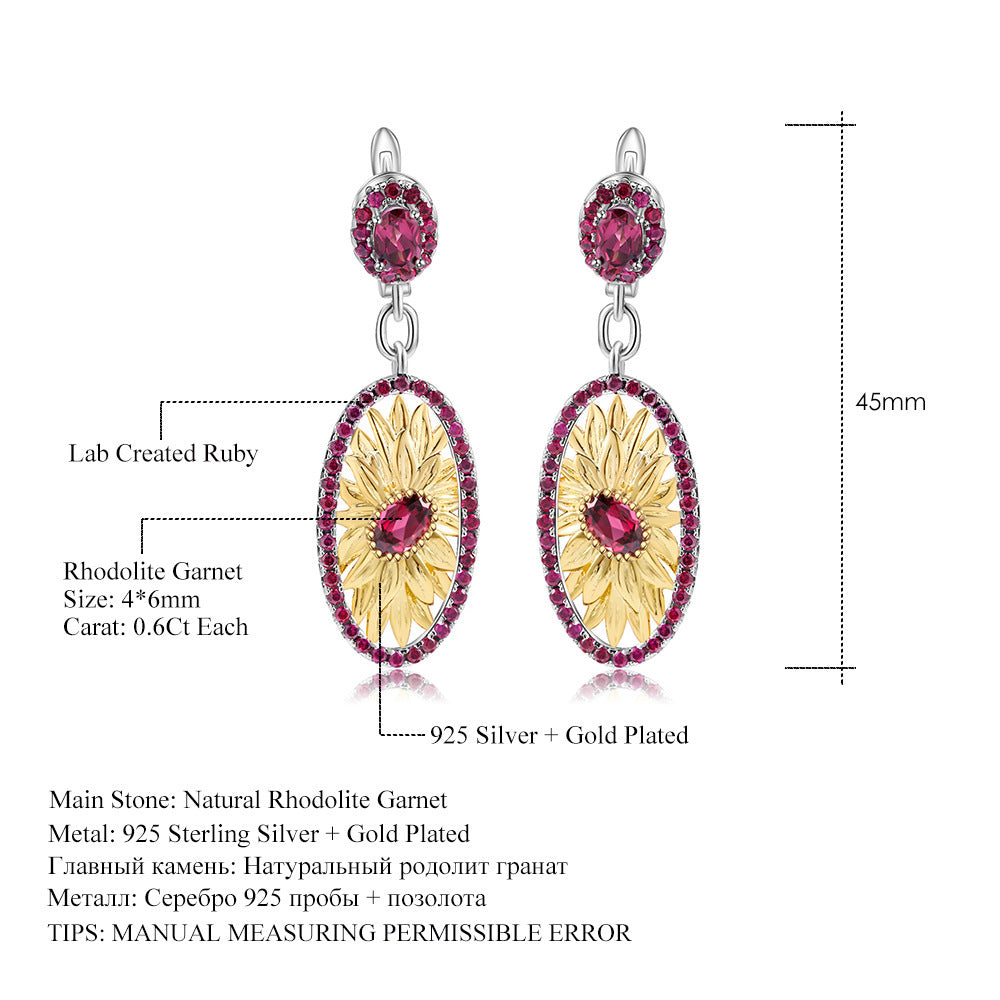 Women's Fashion Silver Inlaid Rose Earrings