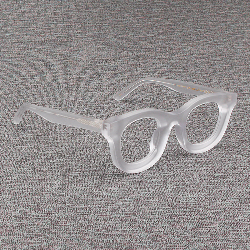 Retro Wide Edged Frosted Square Matte Black Thick Framed Glasses