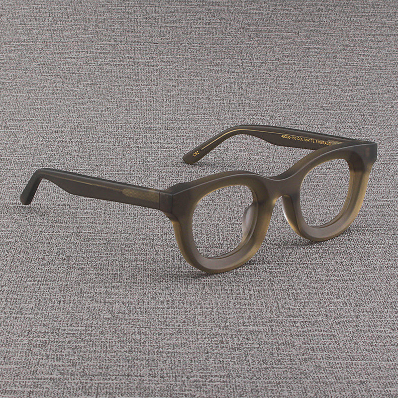 Retro Wide Edged Frosted Square Matte Black Thick Framed Glasses