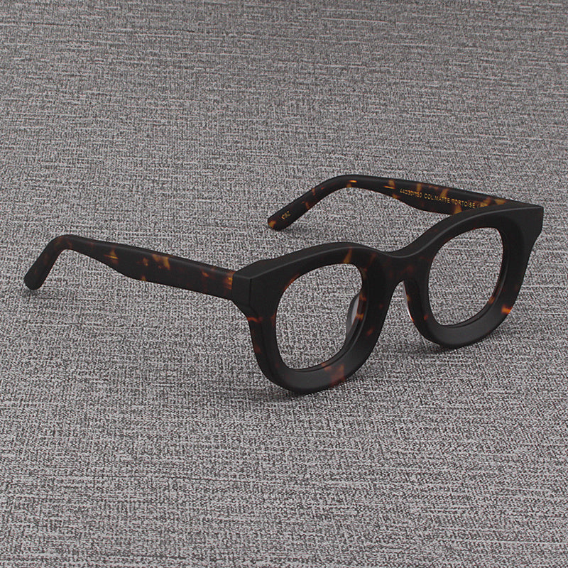 Retro Wide Edged Frosted Square Matte Black Thick Framed Glasses