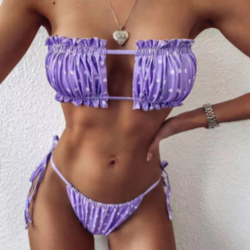 Europe And The United States New Style Swimsuit Sexy Drape Hollow-Out Bikini Lady Swimsuit Backless Vacation Beach Swimsuit