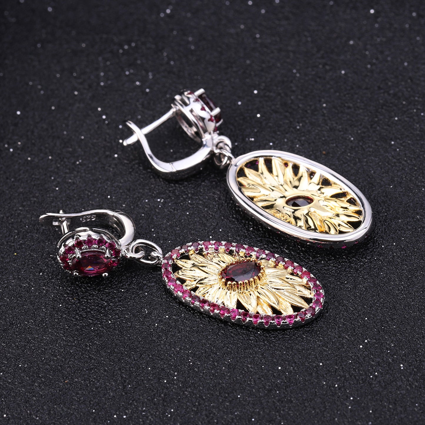 Women's Fashion Silver Inlaid Rose Earrings