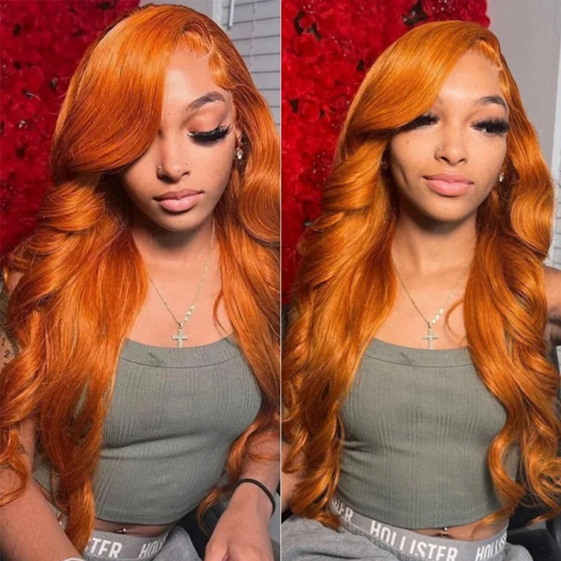 Long Curly Hair Fluffy Curly Hair  Orange Big Wave Real Hair Headband For Women