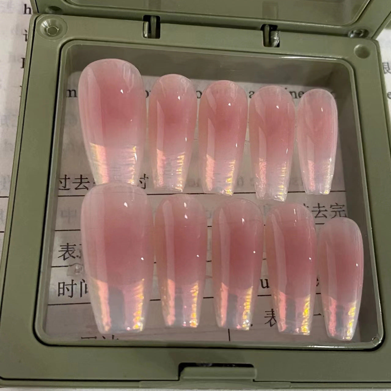 Blush Pleated French Handmade Manicure Wear Nail Fake Nails