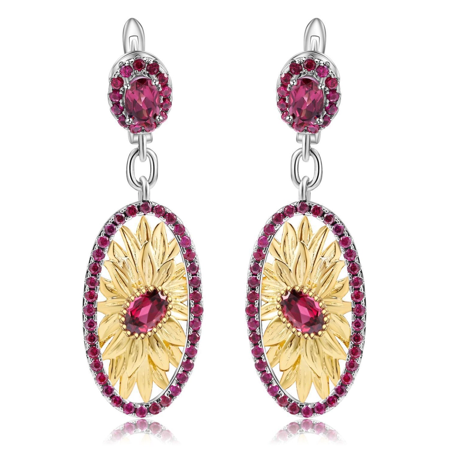 Women's Fashion Silver Inlaid Rose Earrings