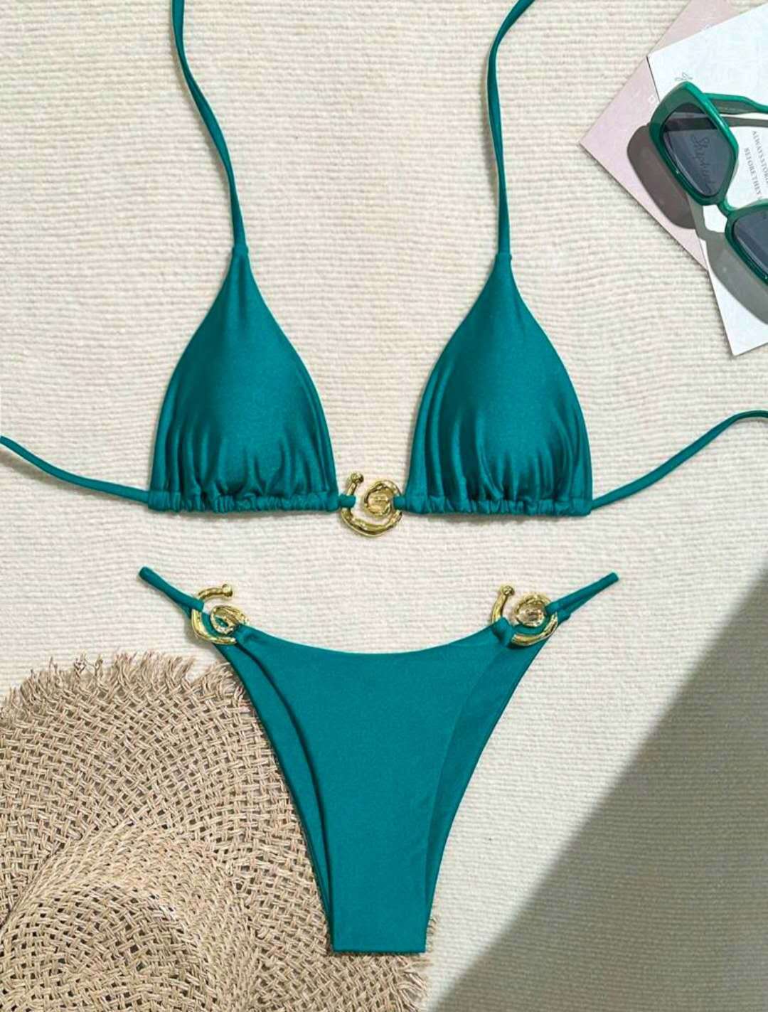 Lady Sexy Split Pure Color Bikini Swimsuit