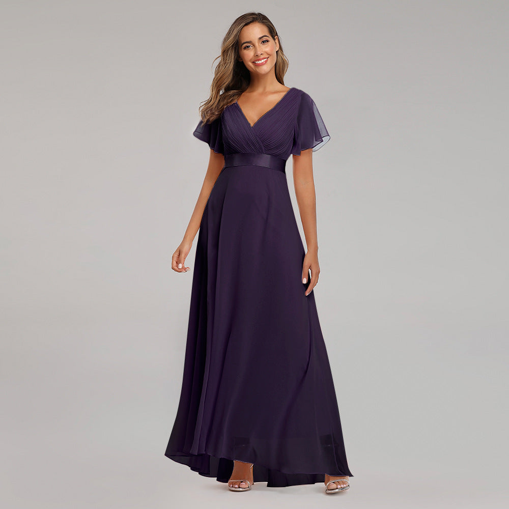 Big Hem Double V-neck Flared Sleeve Dress