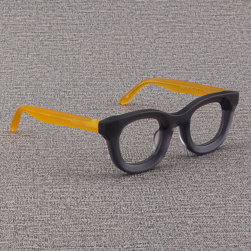 Retro Wide Edged Frosted Square Matte Black Thick Framed Glasses