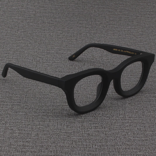 Retro Wide Edged Frosted Square Matte Black Thick Framed Glasses