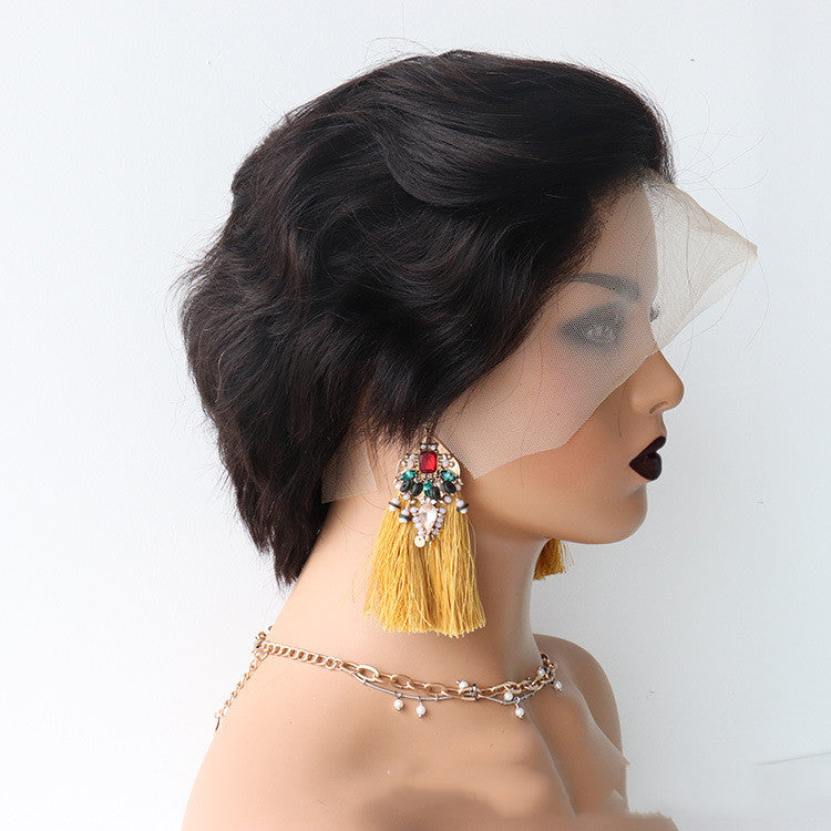 Short Curly Hair Front Lace Headgear Bob Wig Curly Hair