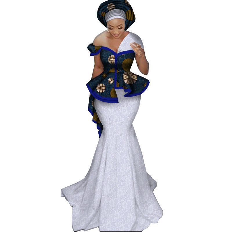 Women's Printed Batik Long Evening Dress