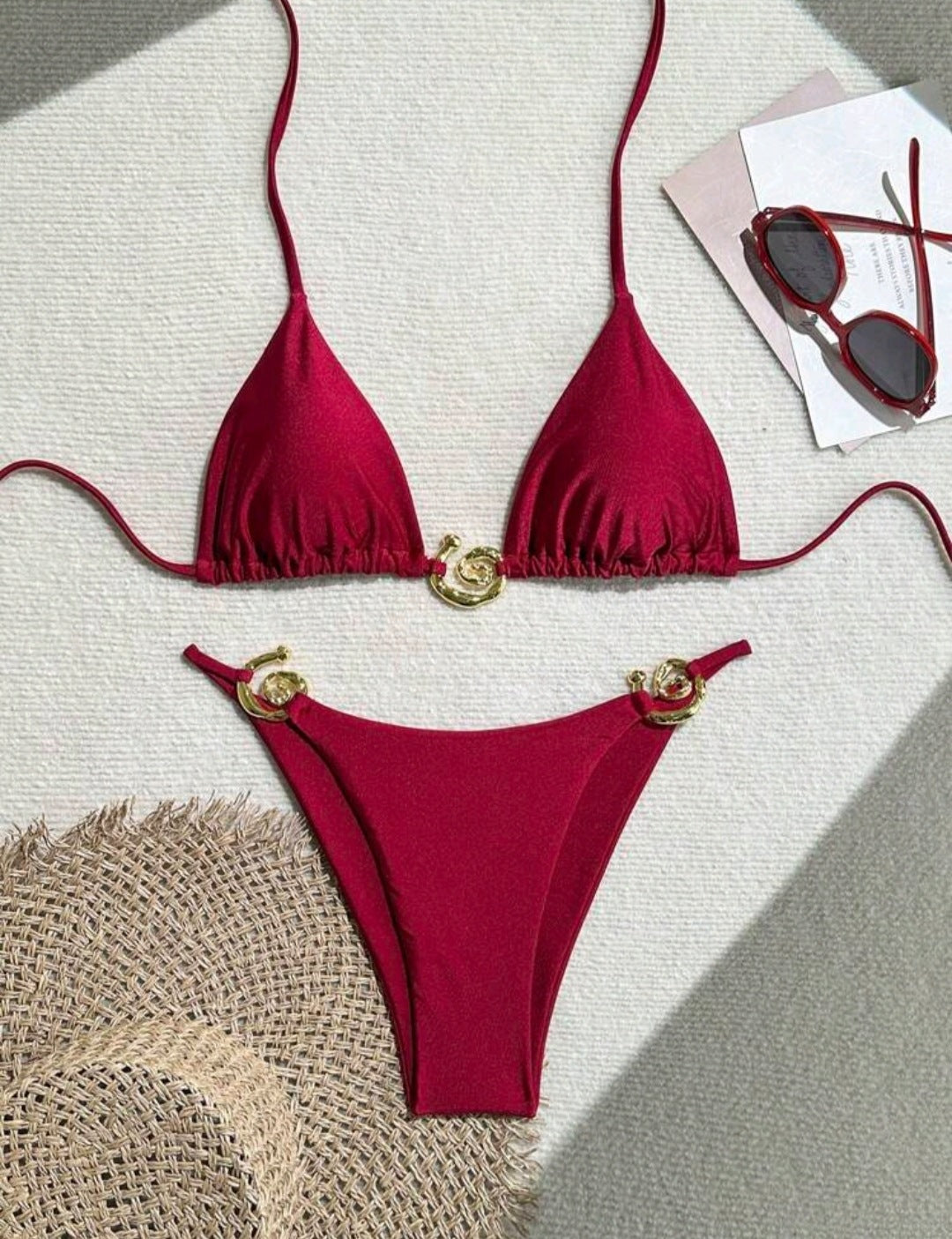 Lady Sexy Split Pure Color Bikini Swimsuit