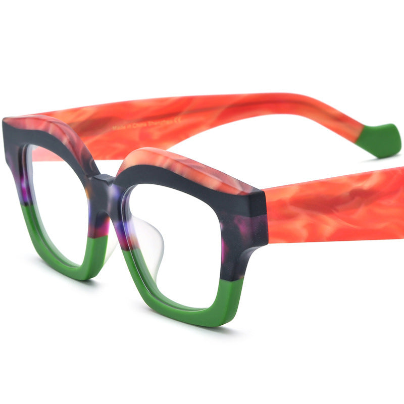 Spliced Cat Eye Board Thick Border Glasses